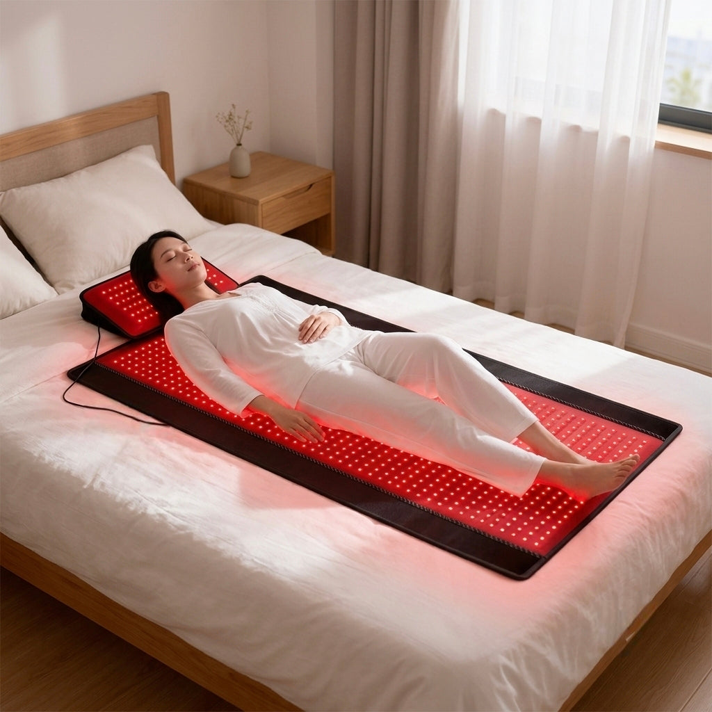 Full-body sleeping bag with red-light headrest